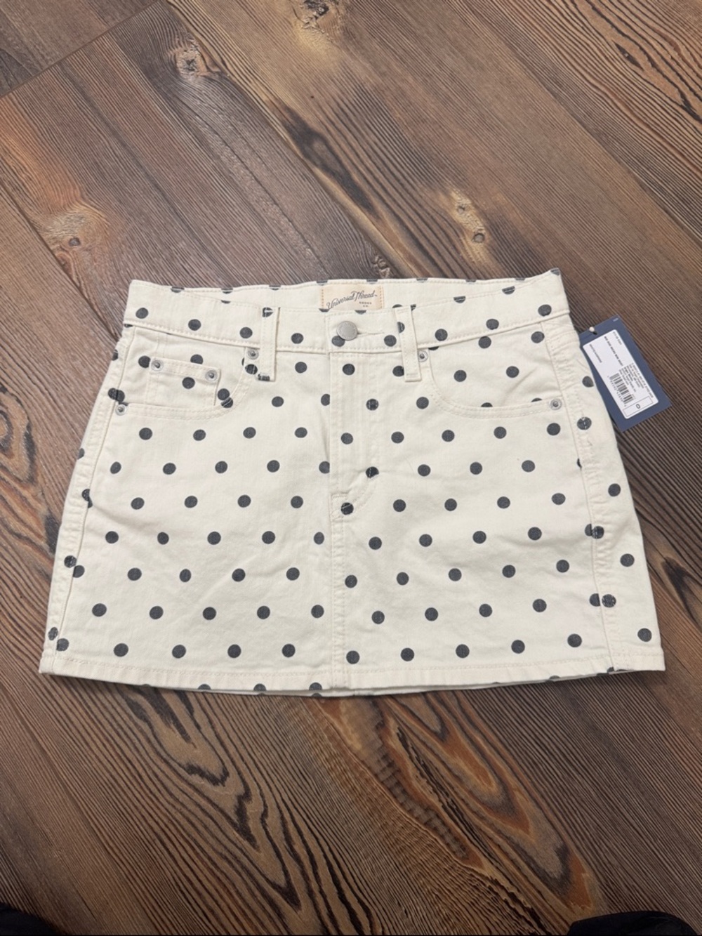 Polka Dot Cream Mini Skirt - Casual Cotton Blend never worn